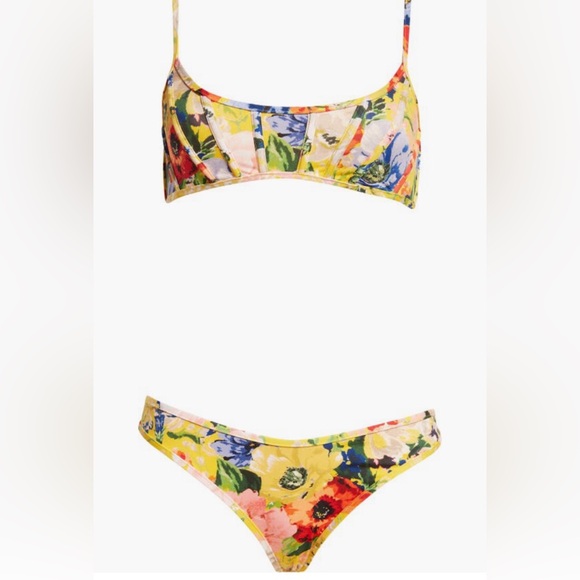 NWT $285 Zimmermann Alight Corset Two-Piece Swimsuit 0 (fits like 4 US), YELLOW! - Picture 6 of 15